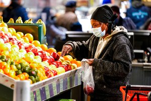 A shopper wore a mask at the Reading Terminal Market in Philadelphia, on Feb. 16.