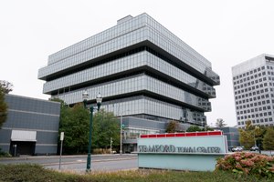 Purdue Pharma's headquarters stands in Stamford, Conn., on Oct. 21, 2020.