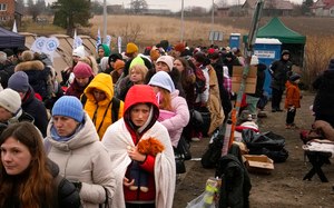 People from Ukraine crossed the border in Medyka, Poland, on March 5.
