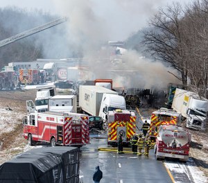 Emergency personnel from four counties responded to the big pileup and transported people.