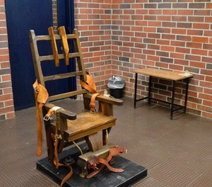 This March 2019, file photo, provided by the South Carolina Department of Corrections shows the state's electric chair in Columbia, S.C.