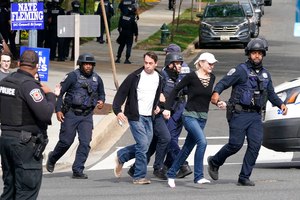 Police evacuated people near the scene of a shooting Friday in northwest Washington D.C.