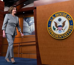 Speaker of the House Nancy Pelosi of Calif., arrives to speak during a news conference, Friday, April 29, 2022, on Capitol Hill in Washington.