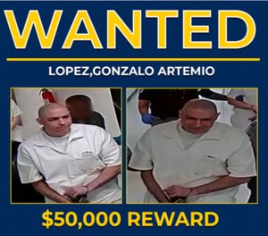 A wanted poster provided by the Texas Department of Criminal Justice shows Gonzalo Lopez.