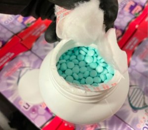 This photo, released by the Casa Grande Police Department, shows a collagen supplement bottle that concealed the fentanyl pills.