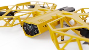 This photo shows a conceptual design of an Axon taser-equipped drone. On June 6, 2022, less than a week after Axon announced development of the TASER Drone, the company's ethics board issued a rare rebuke of the project.