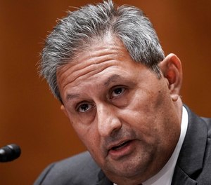 Michael Carvajal, director of the Federal Bureau of Prisons, testifies as the Senate Permanent Subcommittee On Investigations holds a hearing on charges of corruption and misconduct at the U.S. Penitentiary in Atlanta, at the Capitol in Washington, Tuesday, July 26, 2022. (AP Photo/J. Scott Applewhite)