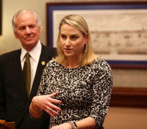 Eden Hendrick speaks after Gov. Henry McMaster nominates her to be the next director at the South Carolina Department of Juvenile Justice in Columbia, S.C., Tuesday, Feb. 22, 2022. (AP Photo/Jeffrey Collins, File)