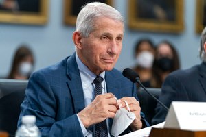 Dr. Anthony Fauci, a physician-scientist and director of the National Institute of Allergy and Infectious Diseases, testifies to a House Committee on Appropriations subcommittee on Labor, Health and Human Services, Education, and Related Agencies hearing, about the budget request for the National Institutes of Health on May 11, 2022, on Capitol Hill in Washington.