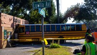 S.C. school bus with 8 kids onboard hits teen pedestrian, crashes into building