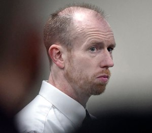 Chad Isaak appears during the third day of his murder trial at the Morton County Courthouse in Mandan, N.D., on Aug. 4, 2021.