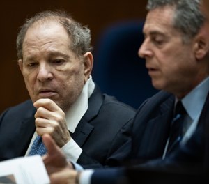 ormer film producer Harvey Weinstein, left, interacts with his attorney Mark Werksman in court at the Clara Shortridge Foltz Criminal Justice Center in Los Angeles, Calif., on Tuesday, Oct. 4 2022.