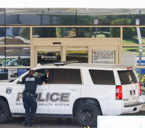 Police respond to an active shooter incident at Methodist Dallas Medical Center on Saturday, Oct. 22, 2022. Two hospital employees were shot during the incident, according to police.