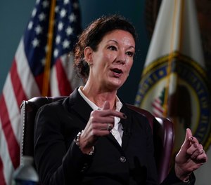 Colette Peters, director of the Federal Bureau of Prisons, speaks during at interview with the Associated Press at Federal Bureau of Prisons headquarters.