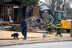 Firefighters were working at the site of a house explosion on Ramapo Avenue in Pompton Lakes, N.J., on Saturday. Several firefighters were injured in the blast.