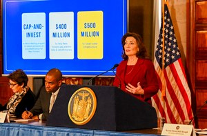 Gov. Kathy Hochul discussed her budget Wednesday.