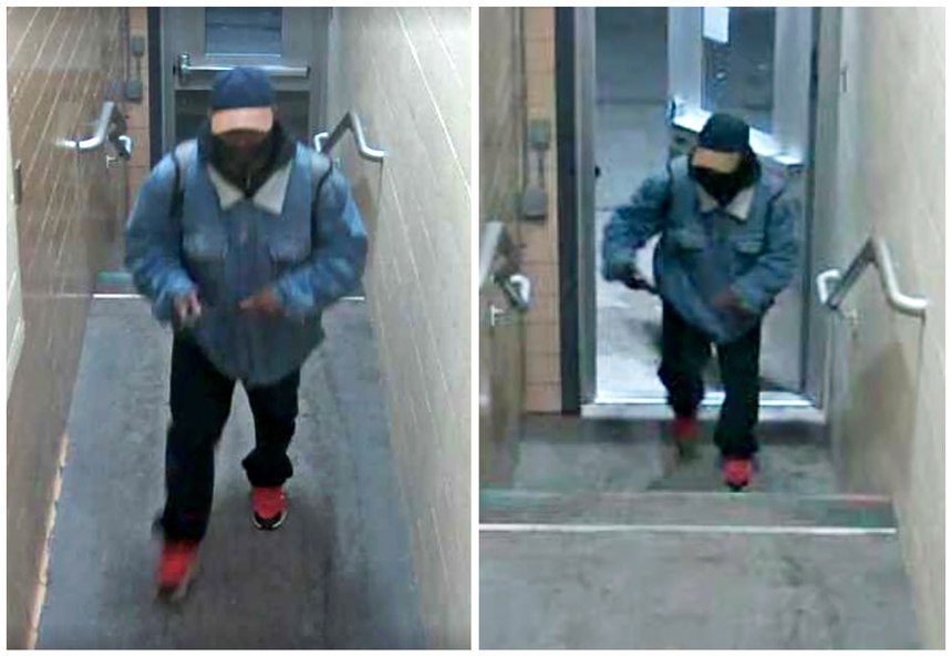 This combination of images from surveillance video provided by Michigan State University Police and Public Safety show a suspect whom authorities are looking for in connection with multiple shootings at the university late Monday, Feb. 13, 2023, in East Lansing, Mich.