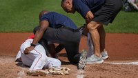Red Sox’s Justin Turner transported after being hit in the face by a pitch
