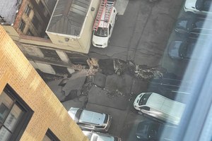 The top floors a four-story parking garage in Lower Manhattan “pancaked” just after 4 p.m. Tuesday.