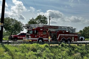 Crews responded after migrants were killed after being struck by a vehicle while waiting at a bus stop near the Ozanam Center, a migrant and homeless shelter.