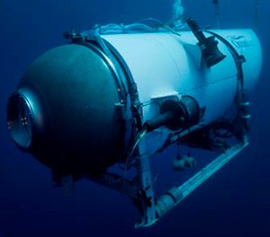 This undated photo provided by OceanGate Expeditions in June 2021 shows the company's Titan submersible. On Monday, June 19, 2023, a rescue operation was underway deep in the Atlantic Ocean in search of the technologically advanced submersible vessel carrying five people to document the wreckage of the Titanic, the iconic ocean liner that sank more than a century earlier.