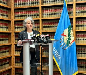 Oklahoma County District Attorney Vicki Behenna speaks to reporters in Oklahoma City, on Friday, July 28, 2023.