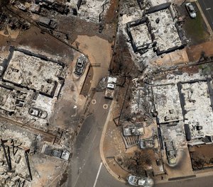 A general view shows the aftermath of a devastating wildfire in Lahaina, Hawaii.