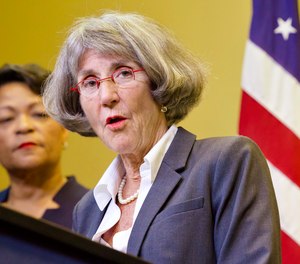 Anne Kirkpatrick speaks during a news conference at City Hall in New Orleans, Monday, Sept. 11, 2023.