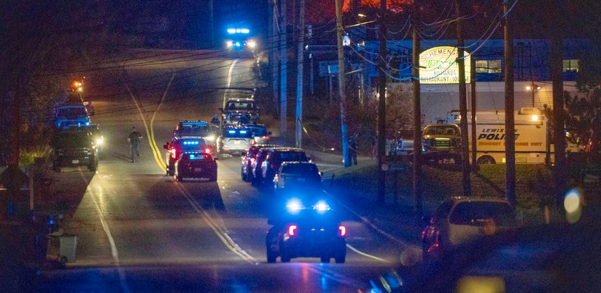 Police respond to an active shooter situation in Lewiston, Maine, Wednesday, Oct. 25, 2023. 