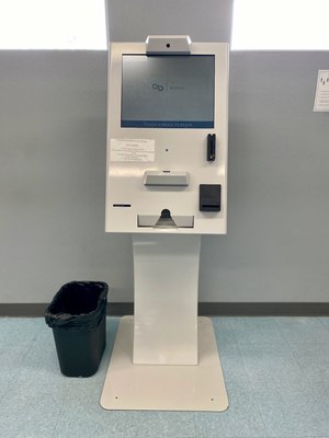 The kiosk can be either pedestal or wall mounted.