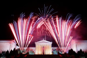 Fireworks explode over the Philadelphia Museum of Art during an Independence Day celebration in 2013.