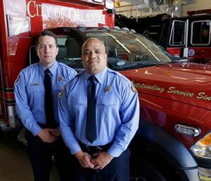 Josh Granada, left, and Carlos Tavarez made five trips with 13 victims to a hospital emergency room just a few blocks away the evening of the shooting. (Photo/AP)