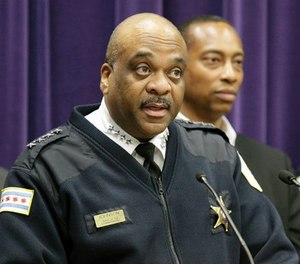 Chicago Police Department Superintendent Eddie Johnson speaks during a news conference Wednesday, April 5, 2017, in Chicago. (AP Photo/Teresa Crawford)