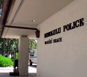 This March 19, 2014, file photo a Honolulu Police Department station in Honolulu's tourist area of Waikiki.