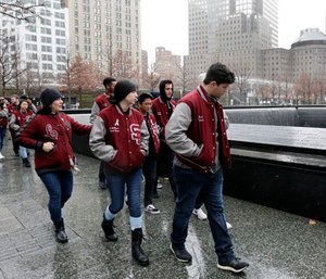 A high school trip to the Sept. 11 museum takes on a special significance because the students endured violence and loss themselves when a gunman killed 17 people at their school last month. (AP Photo/Richard Drew)