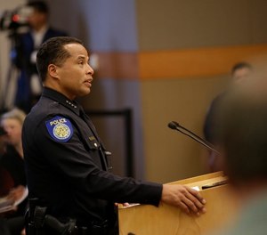 In the wake of the shooting death of Stephon Clark by Sacramento police, Sacramento Police Chief Daniel Hahn discusses some of the questions posed by the Sacramento City Council of how to prevent such incidents, Tuesday, April 10, 2018, in Sacramento, Calif. Clark, who was unarmed, was killed by two police officers in the backyard of his grandmother's home when they mistook the cellphone he was holding for a gun, March 18.