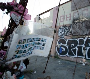 Makeshift memorials erected to the victims of the Ghost Ship warehouse fire, photographed Thursday, Sept. 5, 2019 in Oakland, Calif. A bankruptcy judge ruled Tuesday that families of the victims can proceed with their lawsuit against PG&E.