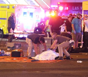 Atmosphere in the immediate aftermath of the mass shooting on the Las Vegas Strip (Las Vegas Boulevard) in Las Vegas, Nevada on Sunday, October 1st, 2017.
