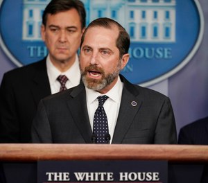 Health and Human Services Secretary Alex Azar speaks about the coronavirus in the briefing room of the White House, Friday, Jan. 31, 2020, in Washington. (AP Photo/Evan Vucci)