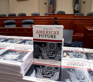 President Donald Trump's budget request for fiscal year 2021 arrives at the House Budget Committee on Capitol Hill in Washington, Monday, Feb. 10, 2020.