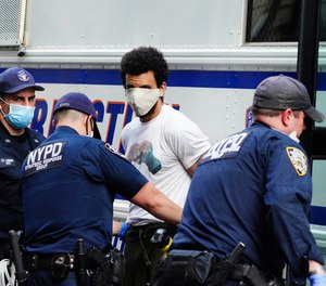 A view of the rally against the death of Minneapolis, Minnesota man George Floyd at the hands of police on May 28, 2020 in Union Square in New York City.