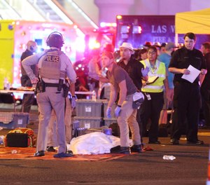 Atmosphere in the immediate aftermath of the mass shooting on the Las Vegas Strip (Las Vegas Boulevard) in Las Vegas, Nevada on Sunday, October 1st, 2017.