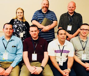 A group of students (Top row: Hailey Palmore, Charles McLeod, Mike Lindsay Bottom Row: Kevin Crocker, Mike Grimes, Dan Marshall, Ryan Strange) is conducting a study on bullying, harassment and critical stress in the EMS industry.