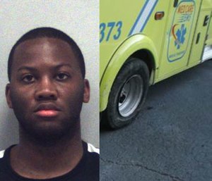 EMT Kyle Lathon is facing charges for damage to property and reckless conduct