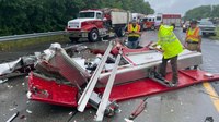 Tractor-trailer strikes apparatus on N.C. interstate