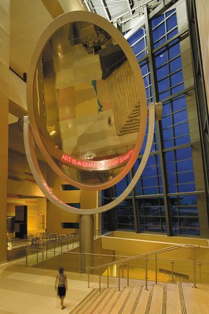 The Phoenix Public Art Program fosters collaborations among artists, engineers, architects, landscape architects and other urban designers and thinkers to enhance the look, feel and function of a wide range of public buildings, spaces and infrastructure. Image: 'Art is a guaranty of sanity'/Phoenix Convention Center