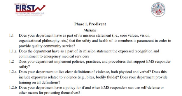 A sample of Phase Elements for Phase #1: Pre-Event (Mission). (Note: This is an abbreviated sample, as there are 13 Phase Elements for Mission.)