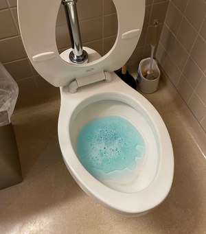 Leave toilet water blue after cleaning.