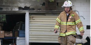 This photo was taken just minutes before Chief Bowker collapsed. (Photo: Tyler Gaskill Winfield Courier)