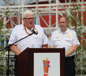 Brady speaks at a press conference in his role as PGFD department spokesperson. (Photo/Mark Brady)